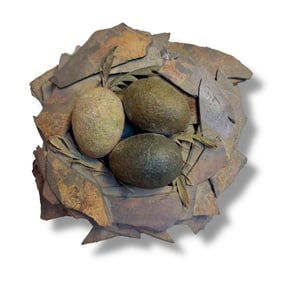 American 20th Century Artist David Reager "Primal Nest" mixed media sculpture