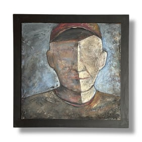 20th Century American John Stromme "self portrait" Painting on Board