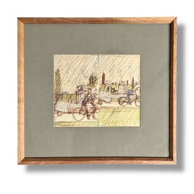 American 20th Century Modern Abstract Artist Frederick Heidel (1915-2000) Framed Drawing