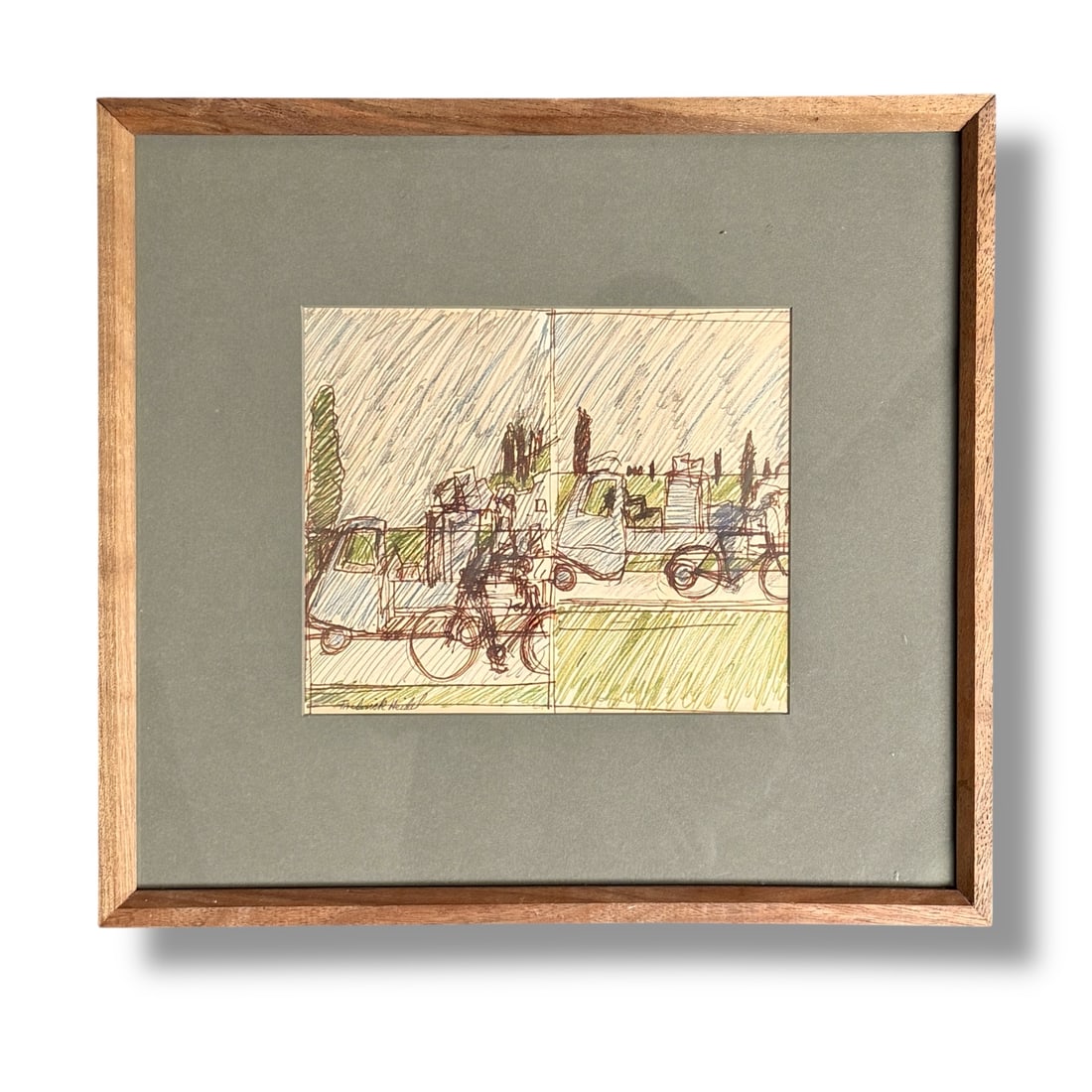 American 20th Century Modern Abstract Artist Frederick Heidel (1915-2000) Framed Drawing (1 of 2)