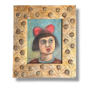 20th Century Mexican Folk Artist Esau Andrade (b. 1963) Framed Portrait Painting