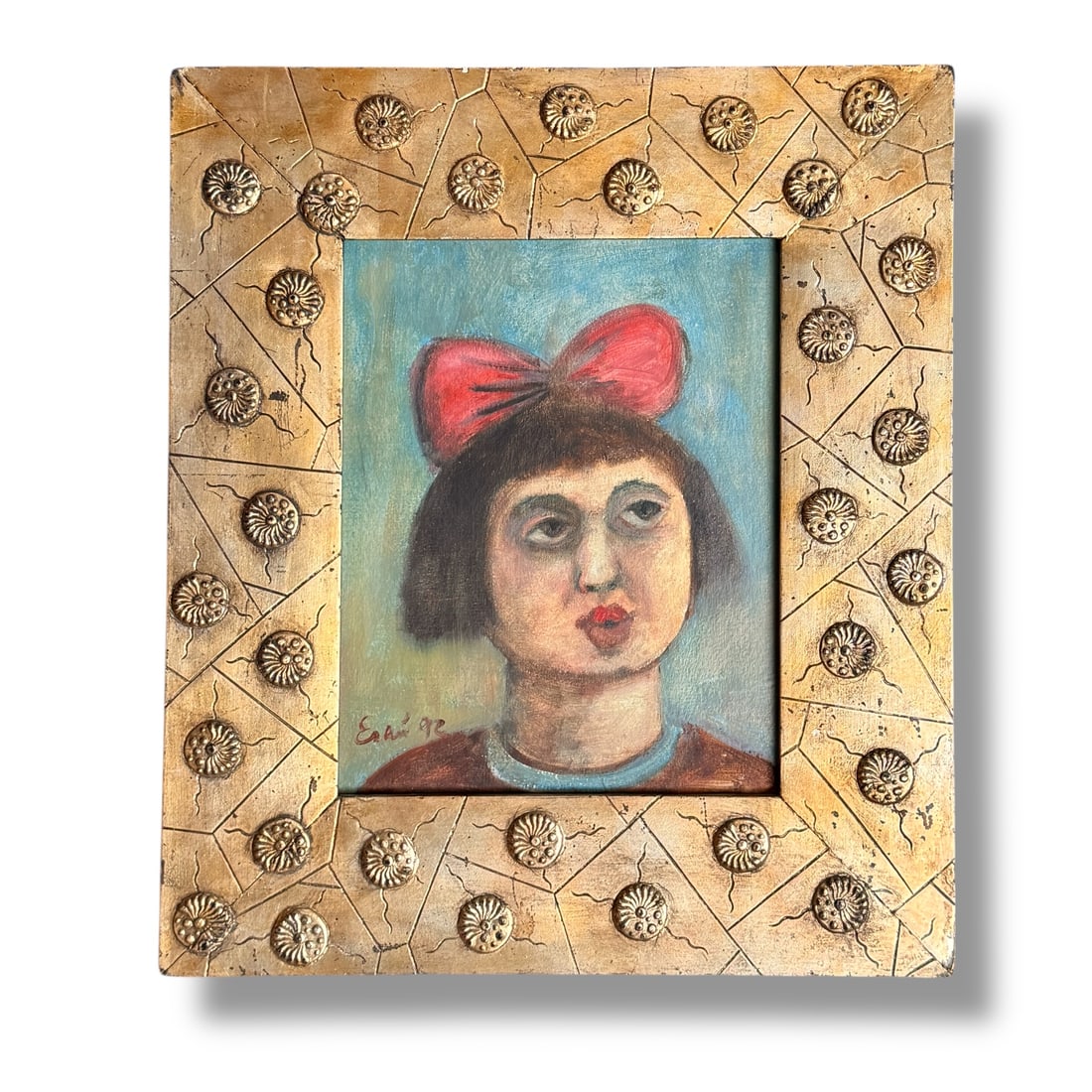 20th Century Mexican Folk Artist Esau Andrade (b. 1963) Framed Portrait Painting (1 of 3)