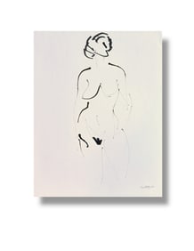 20th Century Modernist Charles Politz (1923-1997) Figurative ink sketch on paper