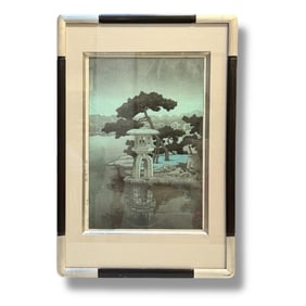 1938 Japanese Wood Block Print "Garden In Moonlight" Hasui Kawase (1883-1957)