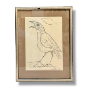 American 20th Century Oregon Artist Amanda Tester Snyder Framed Original Drawing