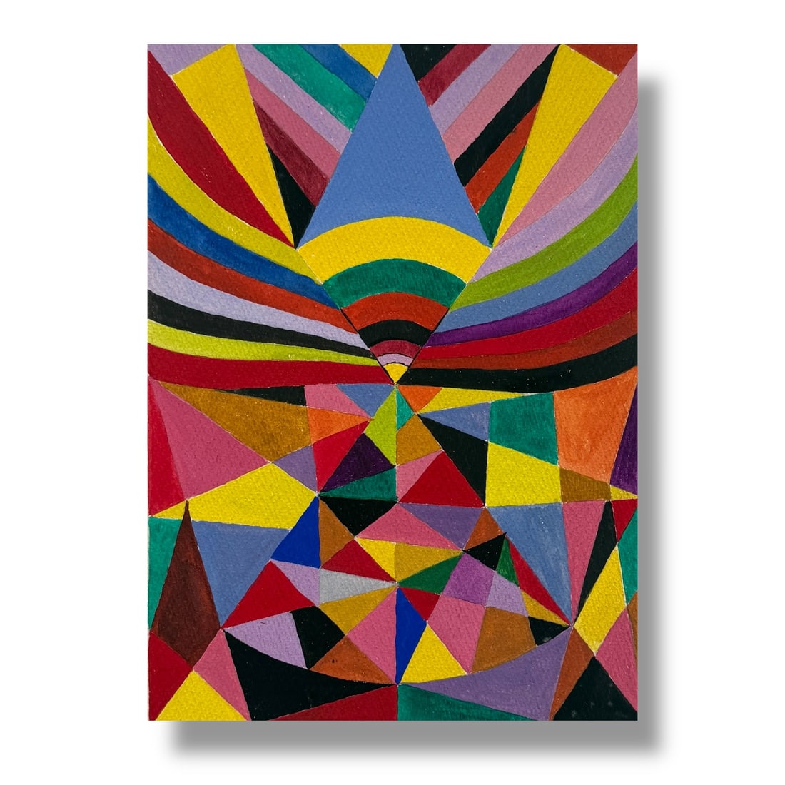 American Mid 20th Century Geometric Abstract Paint on Paper, Signed (1 of 3)