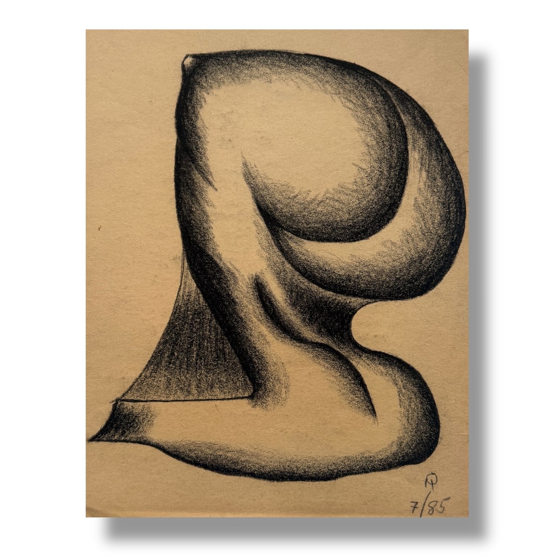 American 20th Century Abstract Modern Charcoal Drawing by R. Quade (1 of 3)