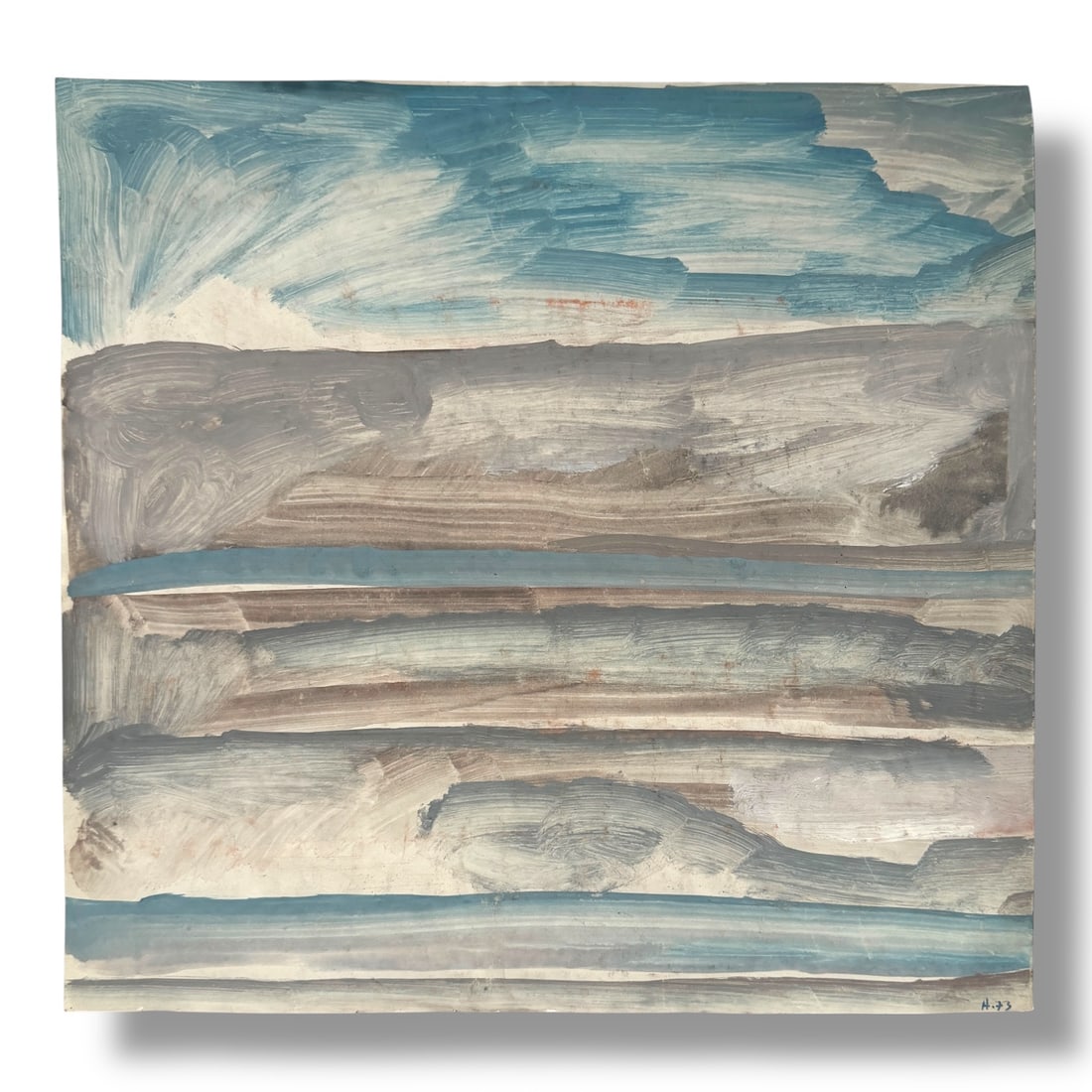 American 20th Century Modern Abstract Expressionist Painting on Paper 1973 (1 of 3)