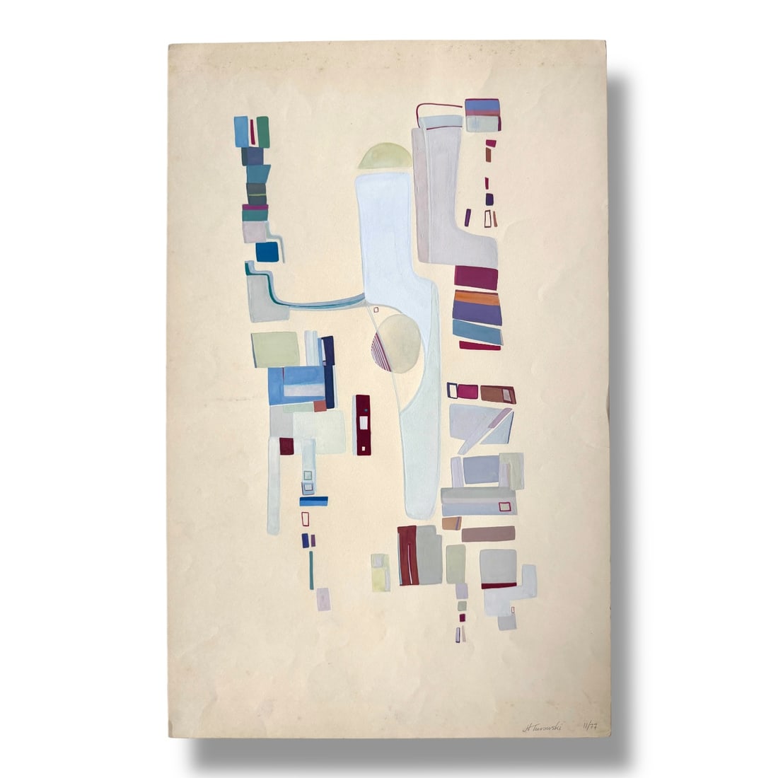 American 20th Century Abstract Colored Paint on Paper, Signed H. Turowski 1976 (1 of 4)