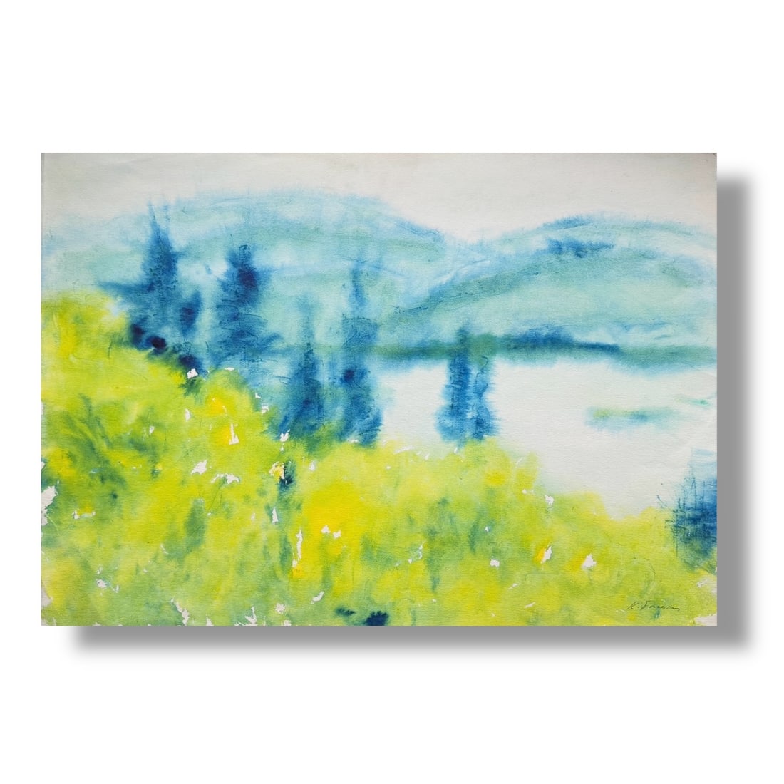 1960s kenneth Warner Forman (1925-2015) American Modernist Watercolor Painting (1 of 3)