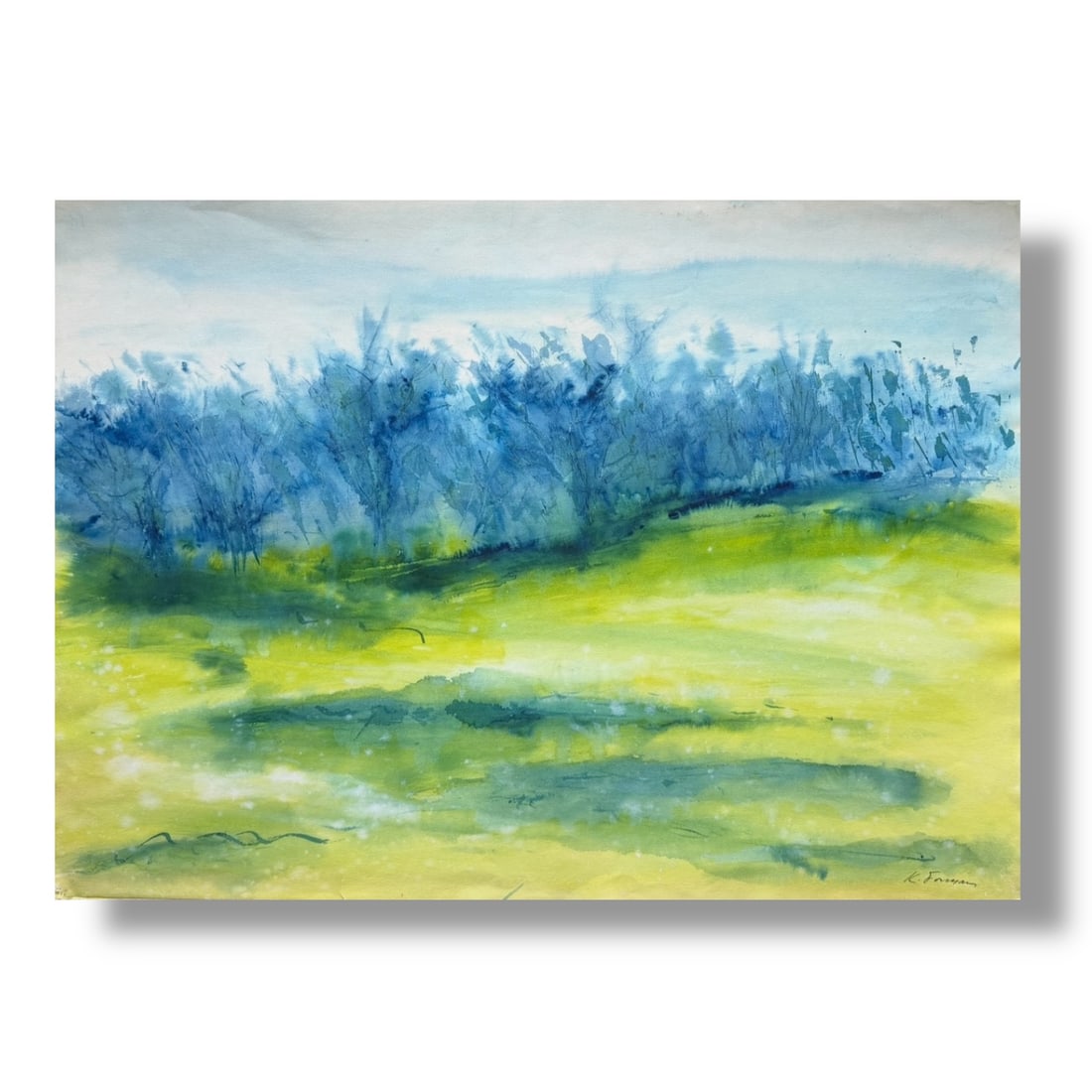 1960s kenneth Warner Forman (1925-2015) American Modernist Watercolor Painting (1 of 3)