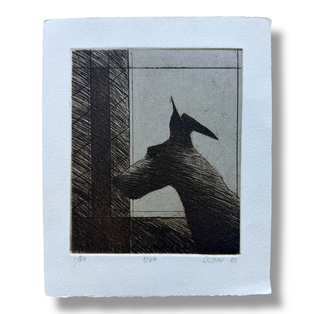20th Century American Litho Print of a Dog 1/50 Signed Olsen 1965 (1 of 2)