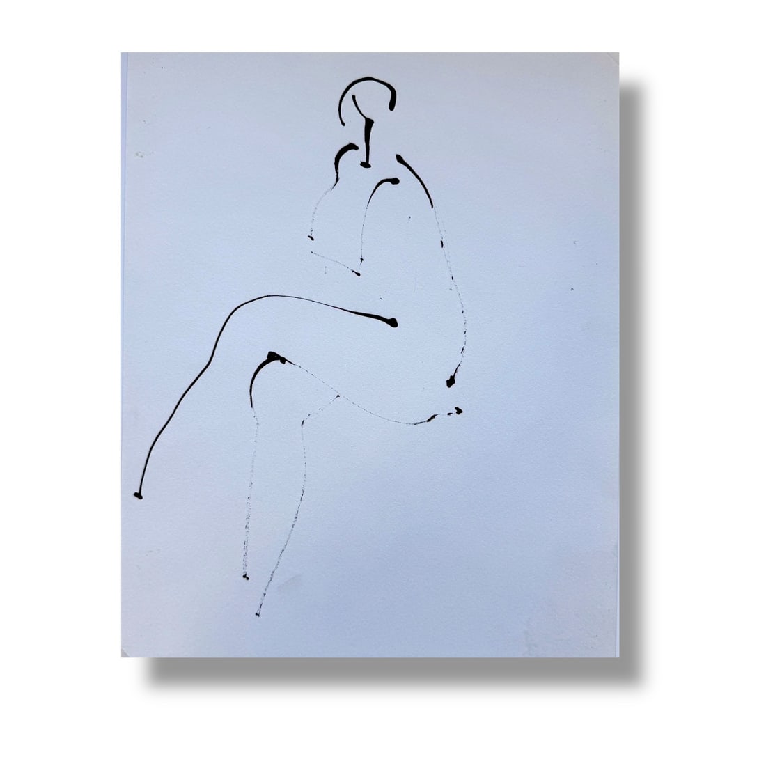 American 20th Century Ink on Paper Figure Drawing by Charles Politz: Noteworthy artist and designer Charles Politz minimalist figure drawing on paper measuring 11.25" x 14.25" overall. very good vintage condition.