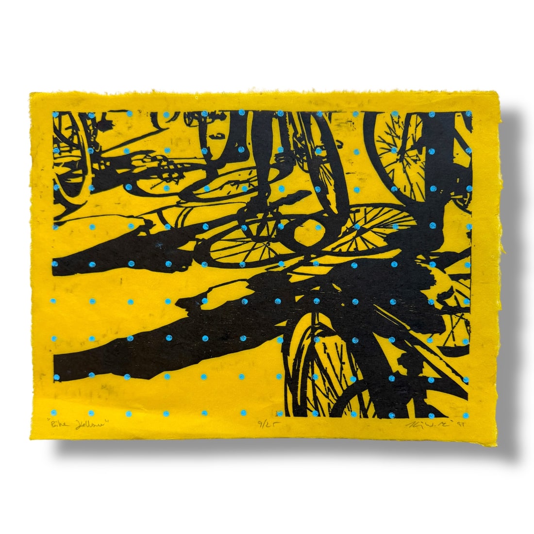 American 20th Century Modern 1997 Signed Print "Bike Yellow" Artist Wendy Thon (1 of 2)