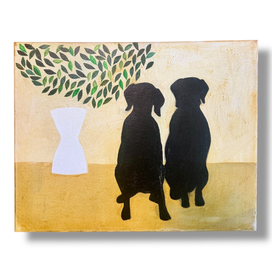 Early 21st Century Paint on Canvas Dog Painting By Artist Laura Nugent: Paint on canvas measuring 14" x 11" by the artist Laura Nugent, 2005, signed verso. excellent condition.