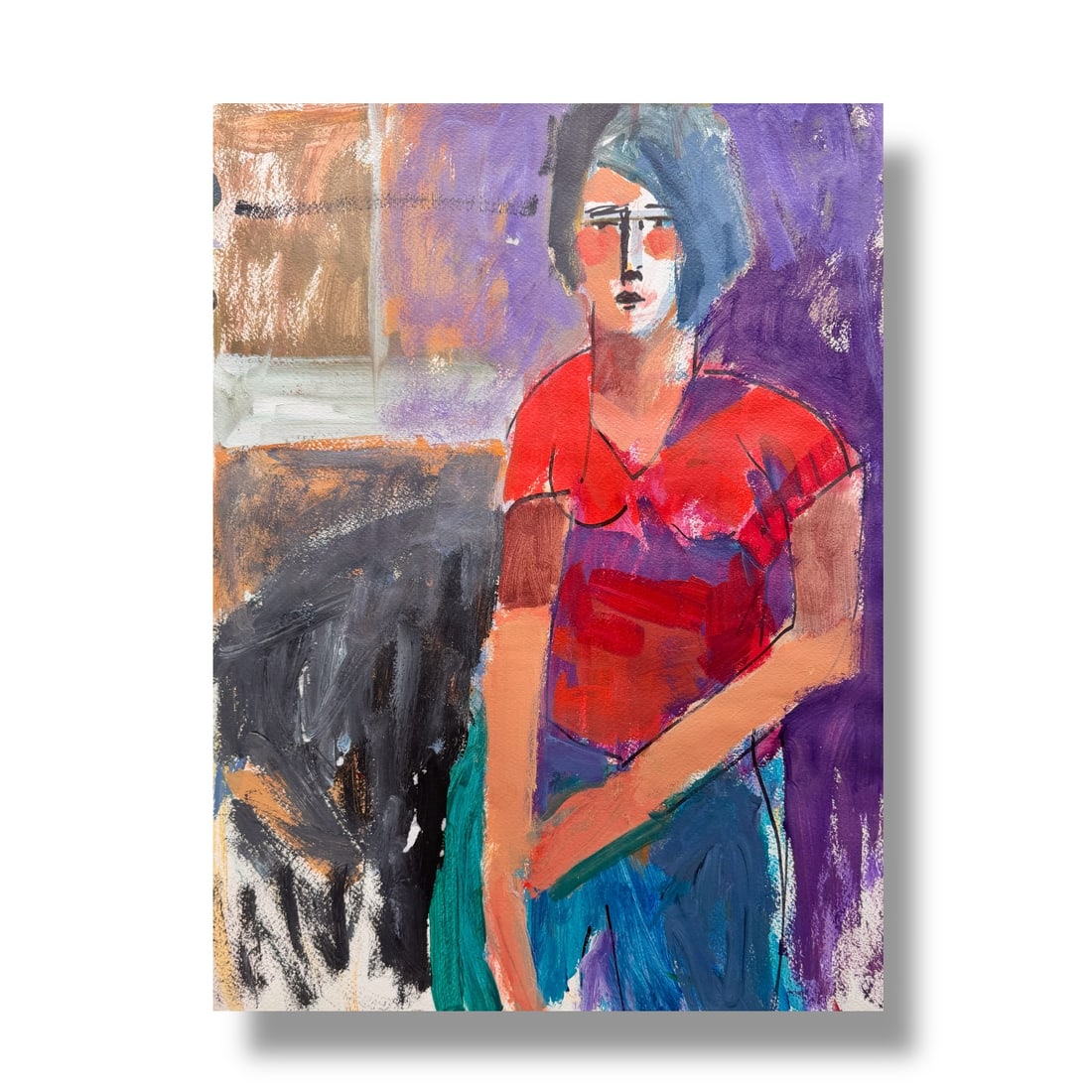 American 20th Century Abstract Figurative Paint on Paper by Margie Lee (1950-2021) (1 of 2)