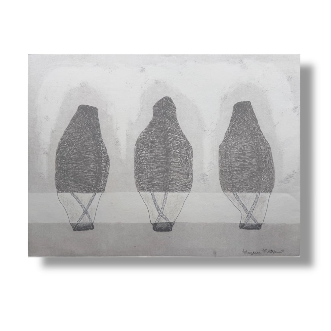 American 20th Century Abstract Monotype by Maryanne Meltzer (1922-2014) (1 of 2)