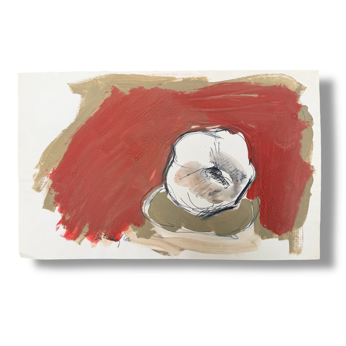 American 20th Century Paint on Paper Still Life by Harley Francis (1940-2017): Paint on paper still life composition by the artist Harley Francis (1940-2017) measuring 18" x 11" and in very good vintage condition, Signed and dated 1966.