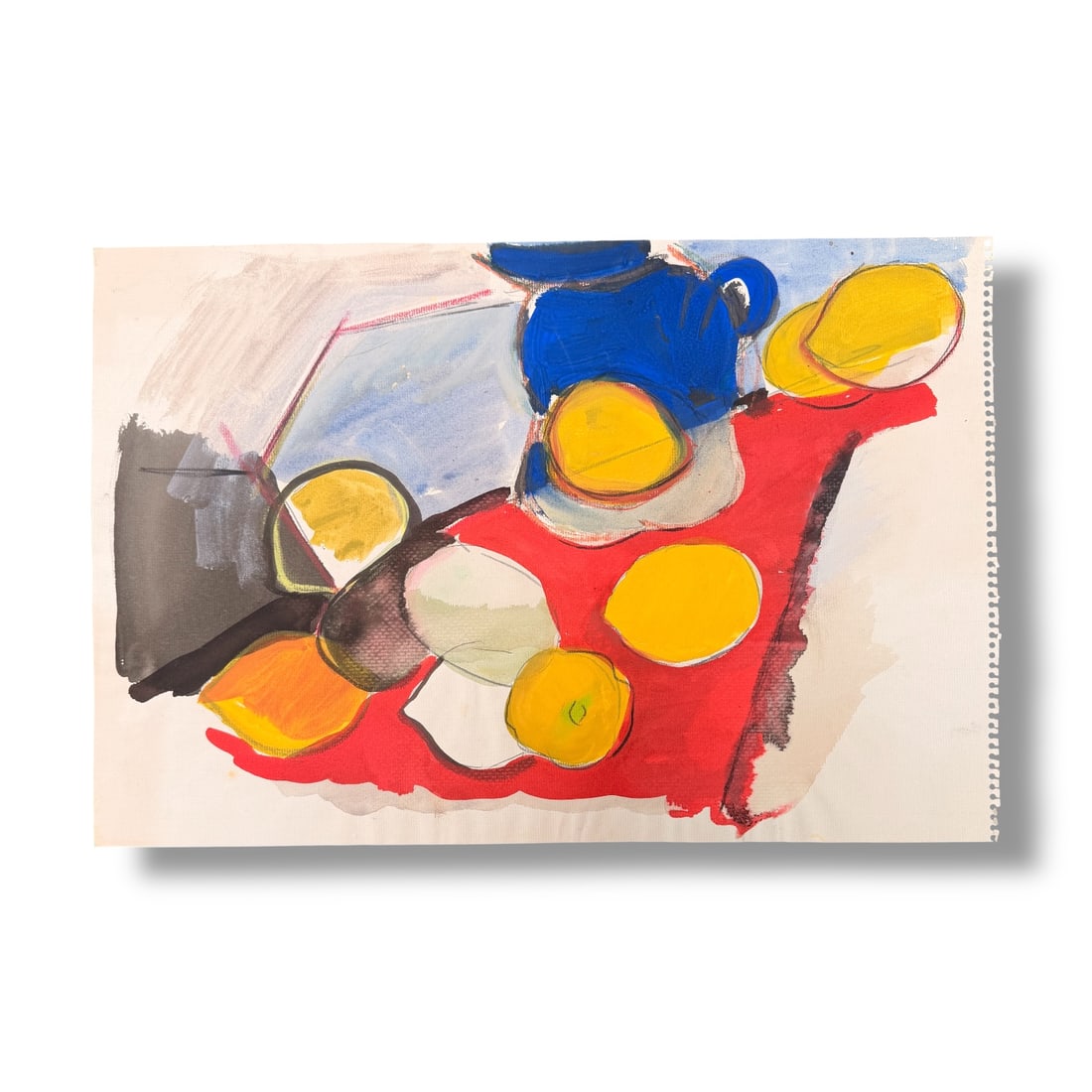 American 20th Century Paint on Paper Still Life by Harley Francis (1940-2017): Paint on paper still life composition by the artist Harley Francis (1940-2017) measuring 18" x 11" and in very good vintage condition, unsigned, acquired directly from the artists estate.