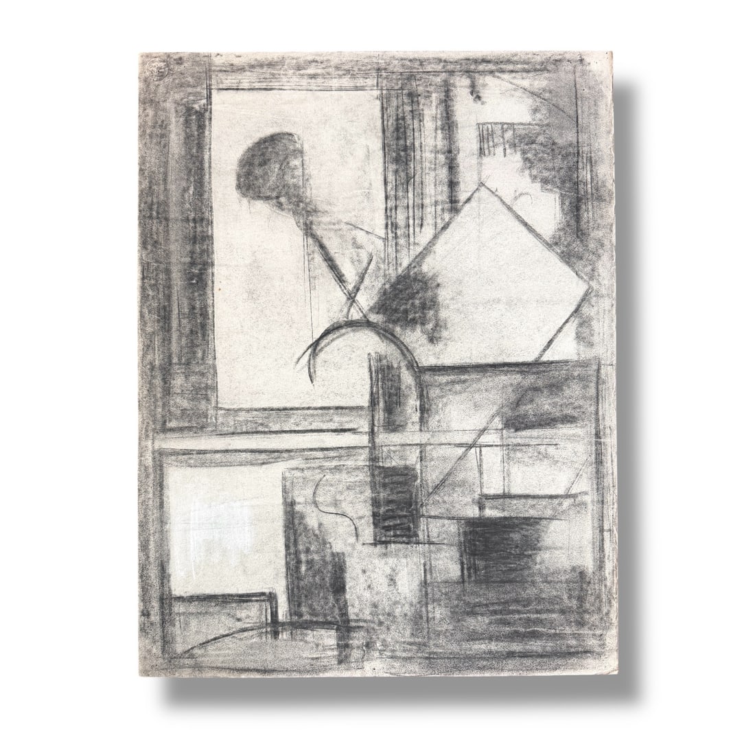 American 20th Century Hans Hoffman School Cubist Abstract Charcoal on Paper Roger Long (1 of 2)