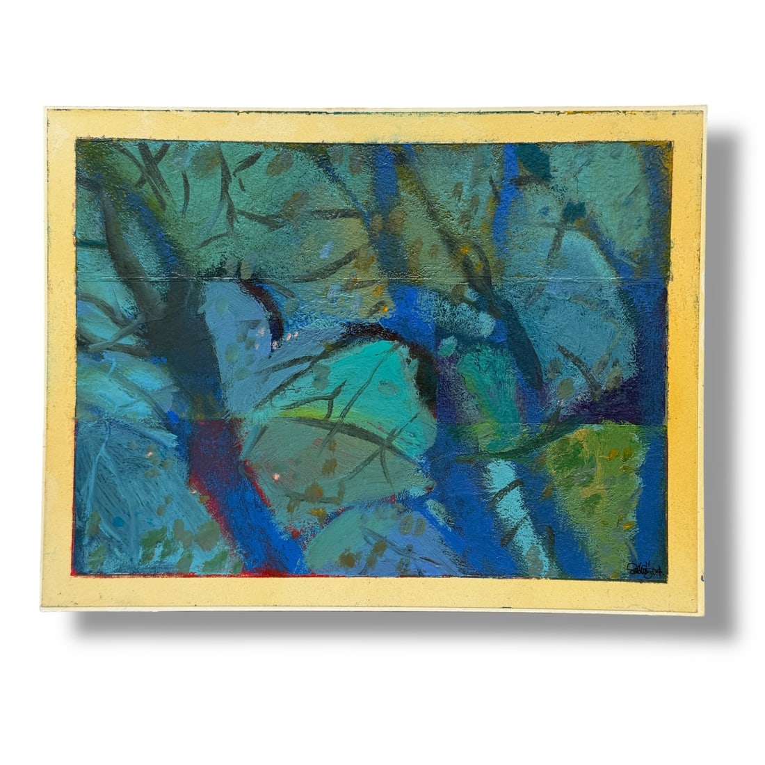 American 20th Century Ted Katz (b. 1937) Abstract Expressionist Paint on Paper: Ted Katz (b. 1937) paint on paper, acquired directly from the artist. Paint on sheet paper adhered to card stock. Artwork measures 11" x 8" and is in very good vintage condition. Ted Katz is a Philade