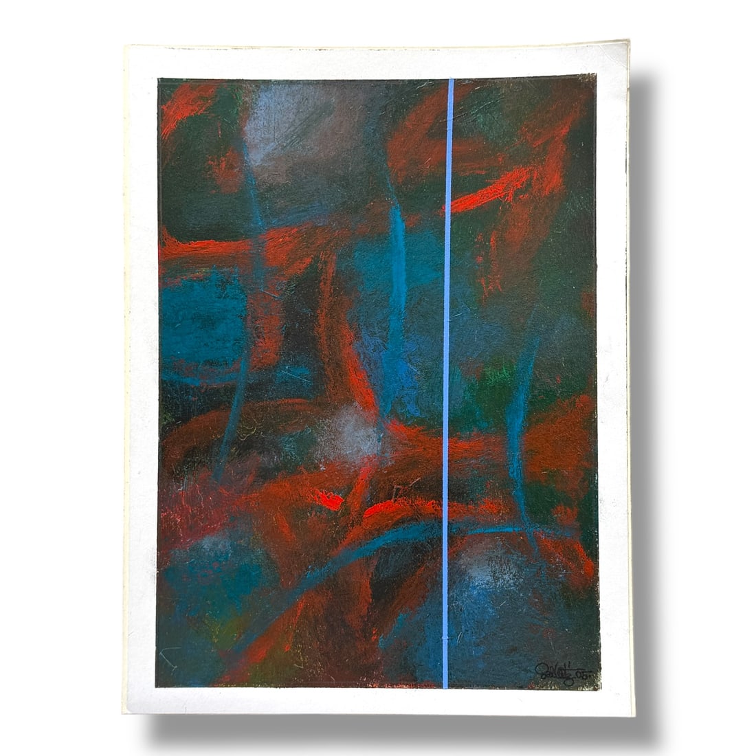 American 20th Century Ted Katz (b. 1937) Abstract Expressionist Paint on Paper: Ted Katz (b. 1937) paint on paper mounted to illustration board, acquired directly from the artist. Paint on sheet paper adhered to card stock. Artwork measures 10" x 7.5" and is in very good vintage 