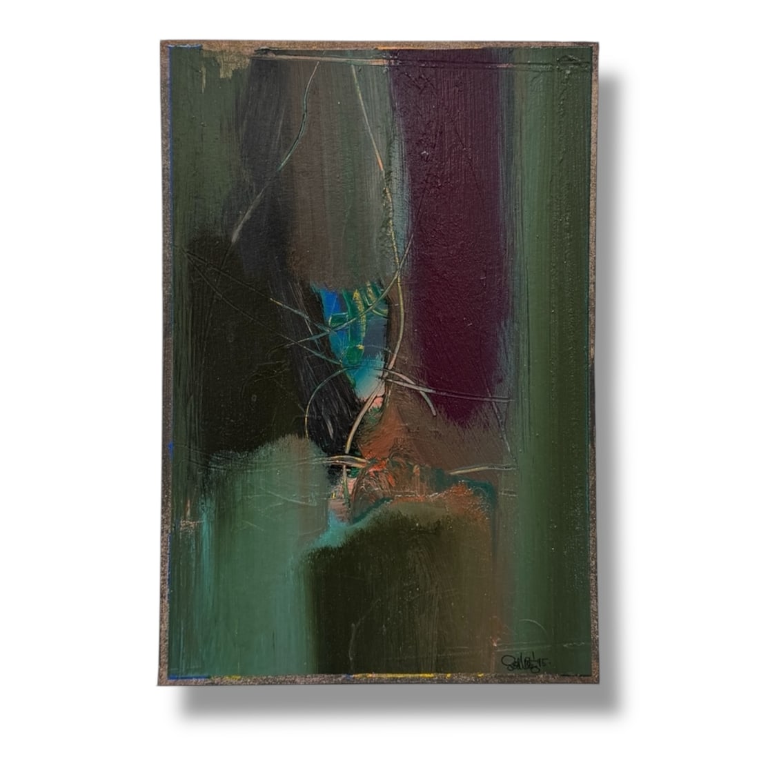 American 20th Century Ted Katz (b. 1937) Abstract Expressionist Paint on Paper: Ted Katz (b. 1937) paint on paper, acquired directly from the artist. Paint on sheet paper adhered to card stock. Artwork measures 11" x 7.5" and is in very good vintage condition. Ted Katz is a Phila