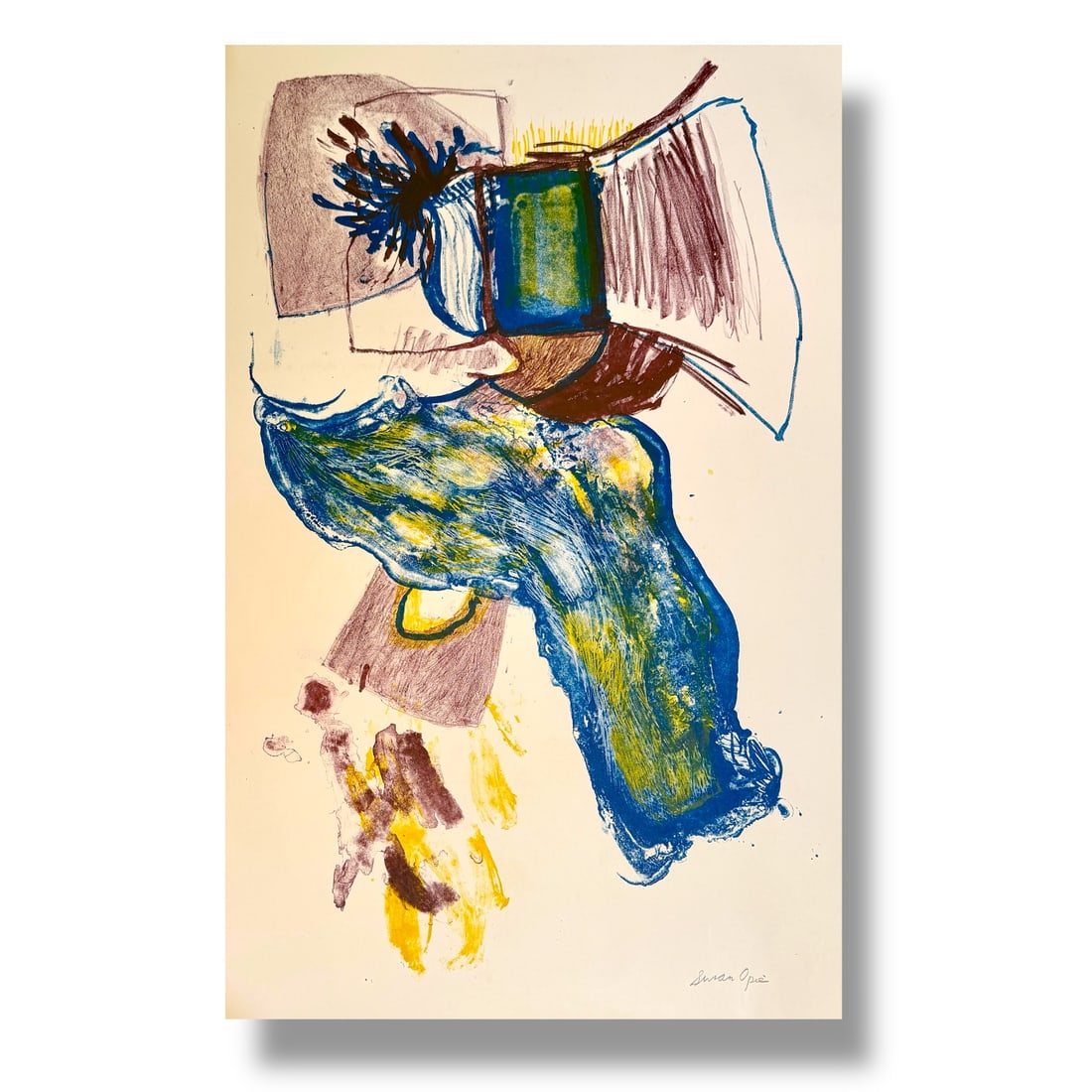 American 20th Century Abstract Lithograph Print 1960 Artist Susan Opie (b. 1937) (1 of 2)