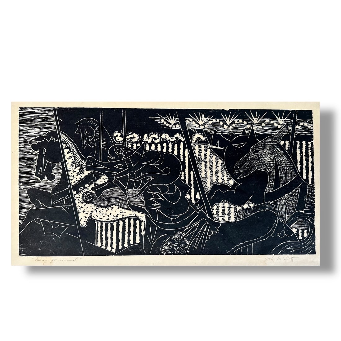 Oregon Artist Jack Mclarty (1919-2011) Woodblock Print Signed (1 of 2)