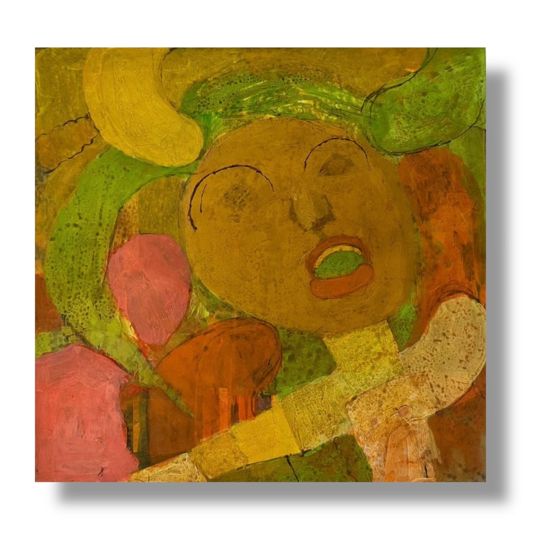 Bennet Norrbo (1930-2013) Original Paint on Paper Abstracted Portrait Painting (1 of 2)