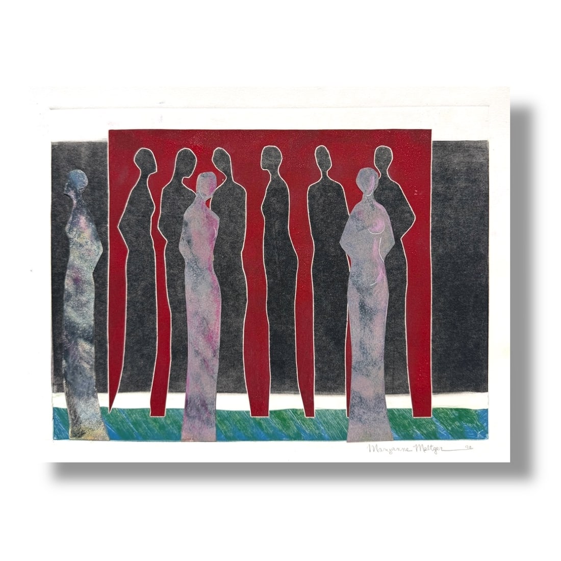 American 20th Century Abstract Monotype by Maryanne Meltzer (1922-2014) (1 of 3)