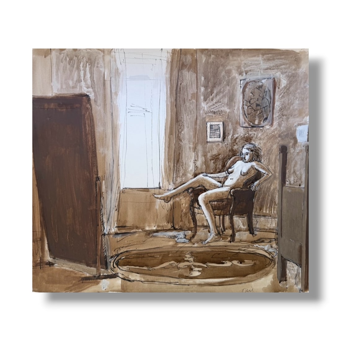 American 20th Century Figurative Paint on Rag Paper by John Mart Opie (b.1936) (1 of 4)