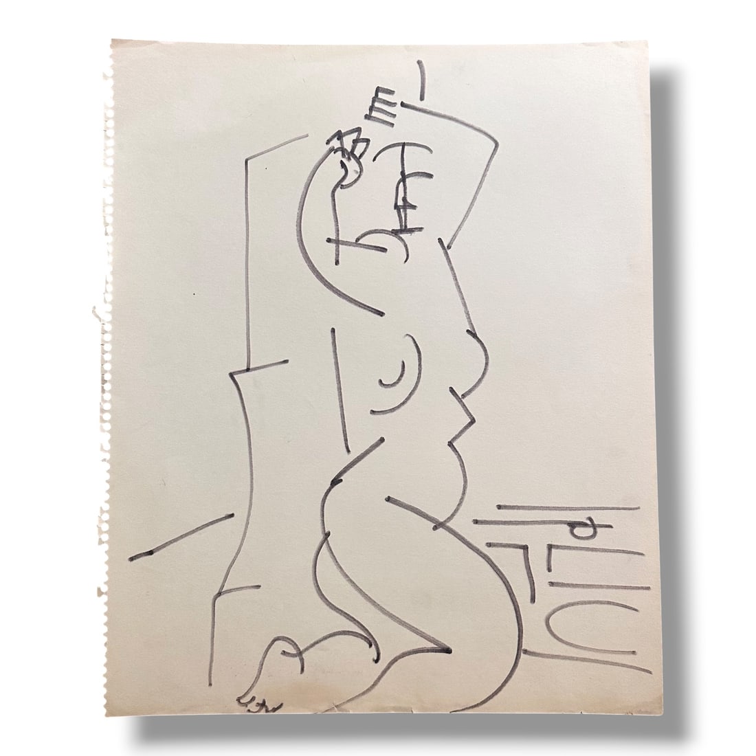 American 20th Century Figure Drawing on Paper by artist Harold Mesibov (1928-2012): Circa 1960s figurative line drawing by artist Harold Mesibov. Born in Philadelphia, 1928. He was the son of an artist and younger brother of the artist Hugh Mesibov. Both of the Mesibov brothers studi