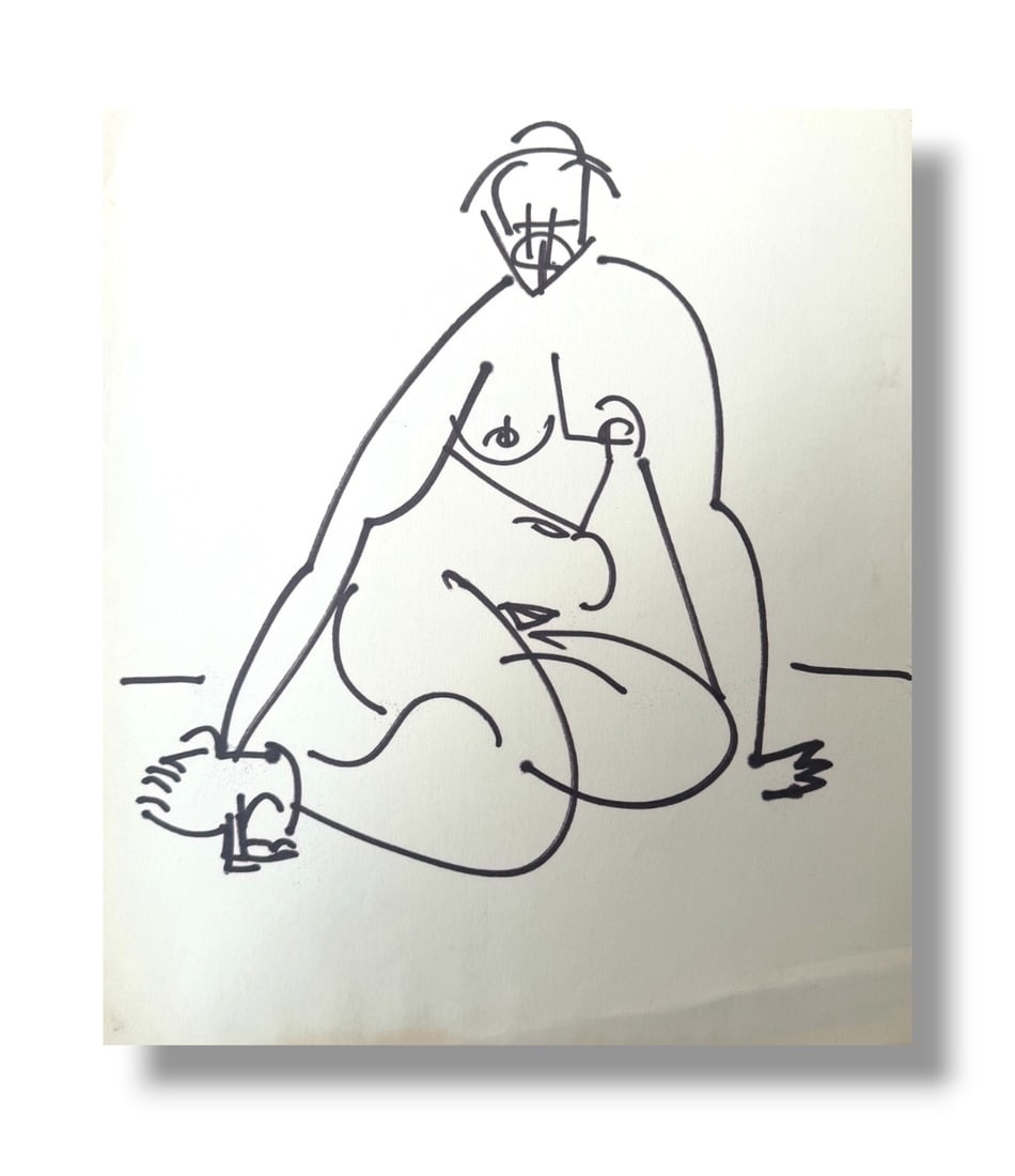American 20th Century Figure Drawing on Paper by artist Harold Mesibov (1928-2012): Circa 1960s figurative line drawing by artist Harold Mesibov. Born in Philadelphia, 1928. He was the son of an artist and younger brother of the artist Hugh Mesibov. Both of the Mesibov brothers studi