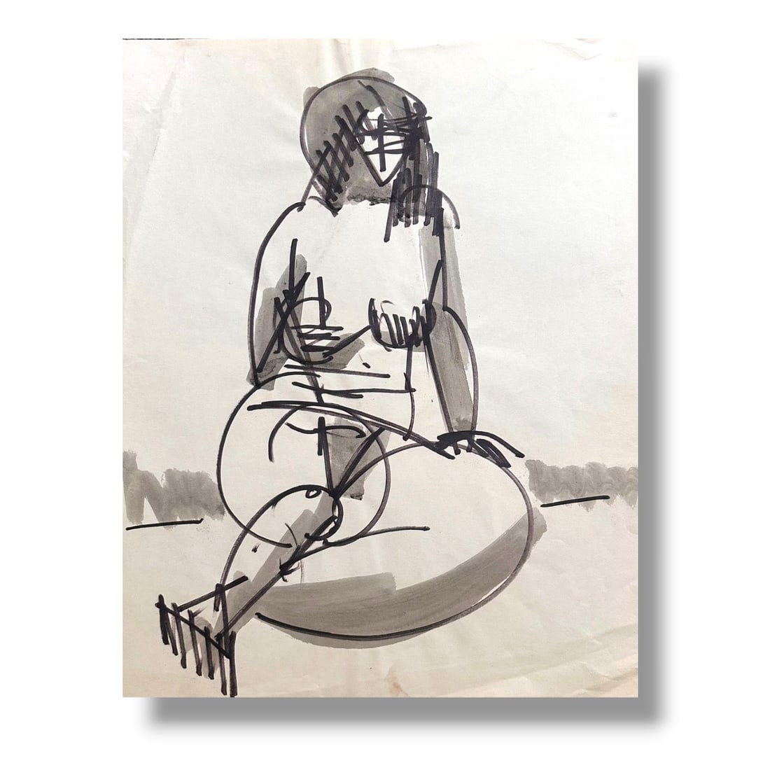 American 20th Century Figure Drawing on Paper by artist Harold Mesibov (1928-2012): Circa 1960s figurative line drawing by artist Harold Mesibov. Born in Philadelphia, 1928. He was the son of an artist and younger brother of the artist Hugh Mesibov. Both of the Mesibov brothers studi