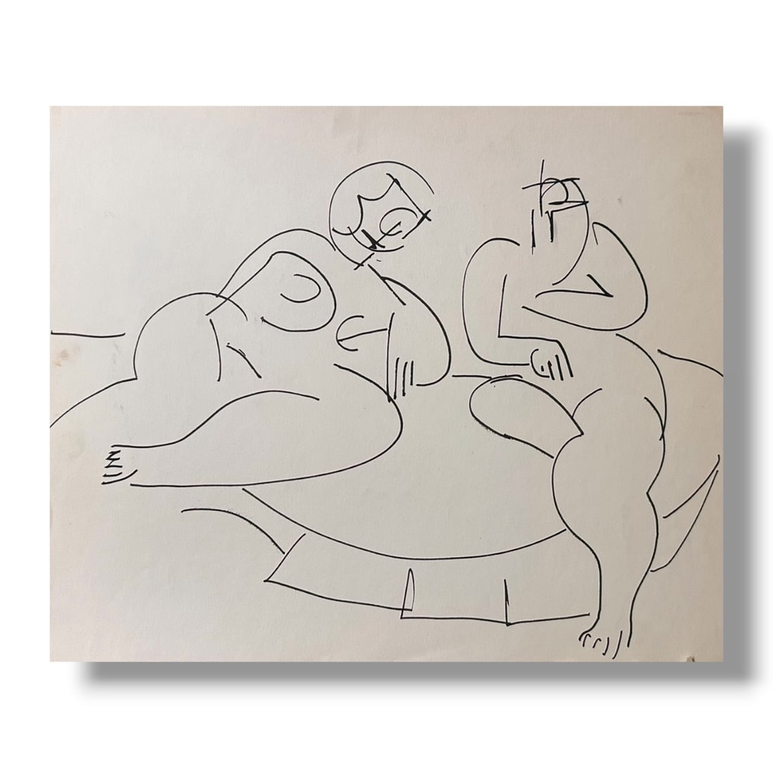 American 20th Century Figure Drawing on Paper by artist Harold Mesibov (1928-2012): Circa 1960s figurative line drawing by artist Harold Mesibov. Born in Philadelphia, 1928. He was the son of an artist and younger brother of the artist Hugh Mesibov. Both of the Mesibov brothers studi