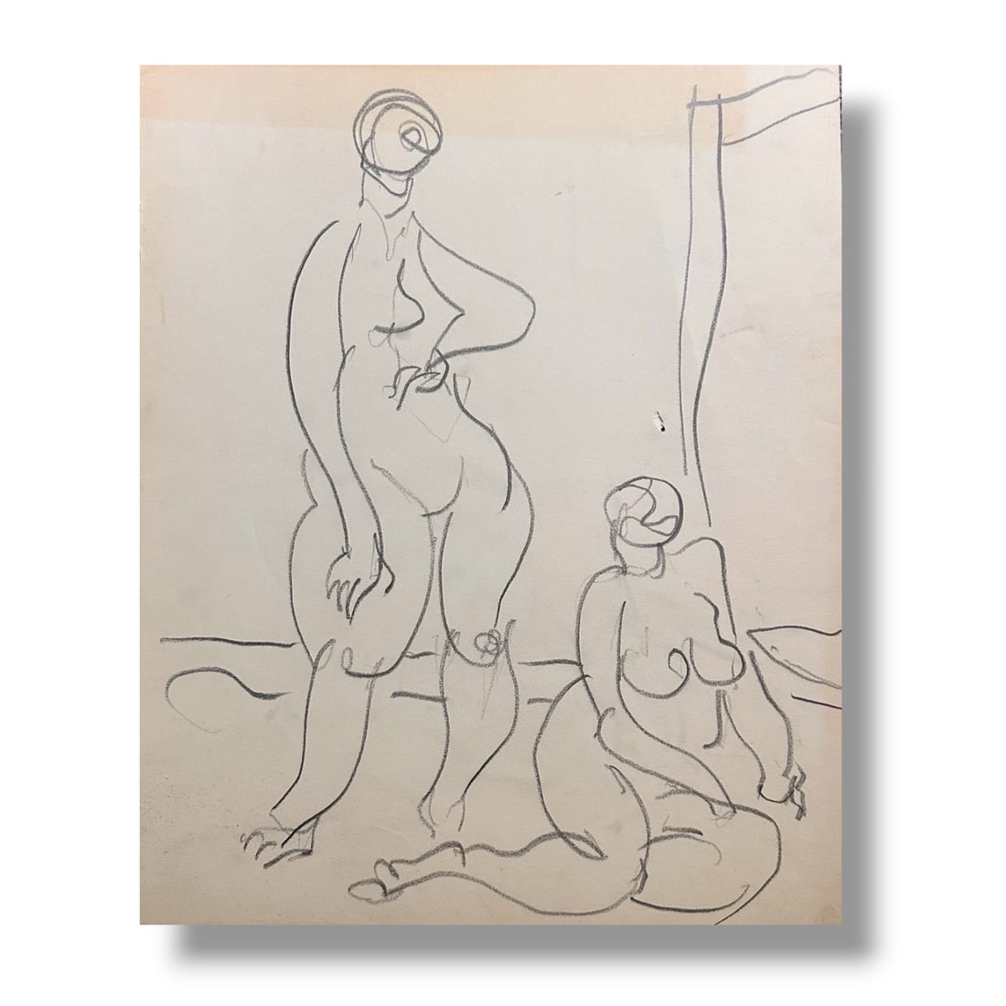 American 20th Century Figure Drawing on Paper by artist Harold Mesibov (1928-2012): Circa 1960s figurative line drawing by artist Harold Mesibov. Born in Philadelphia, 1928. He was the son of an artist and younger brother of the artist Hugh Mesibov. Both of the Mesibov brothers studi