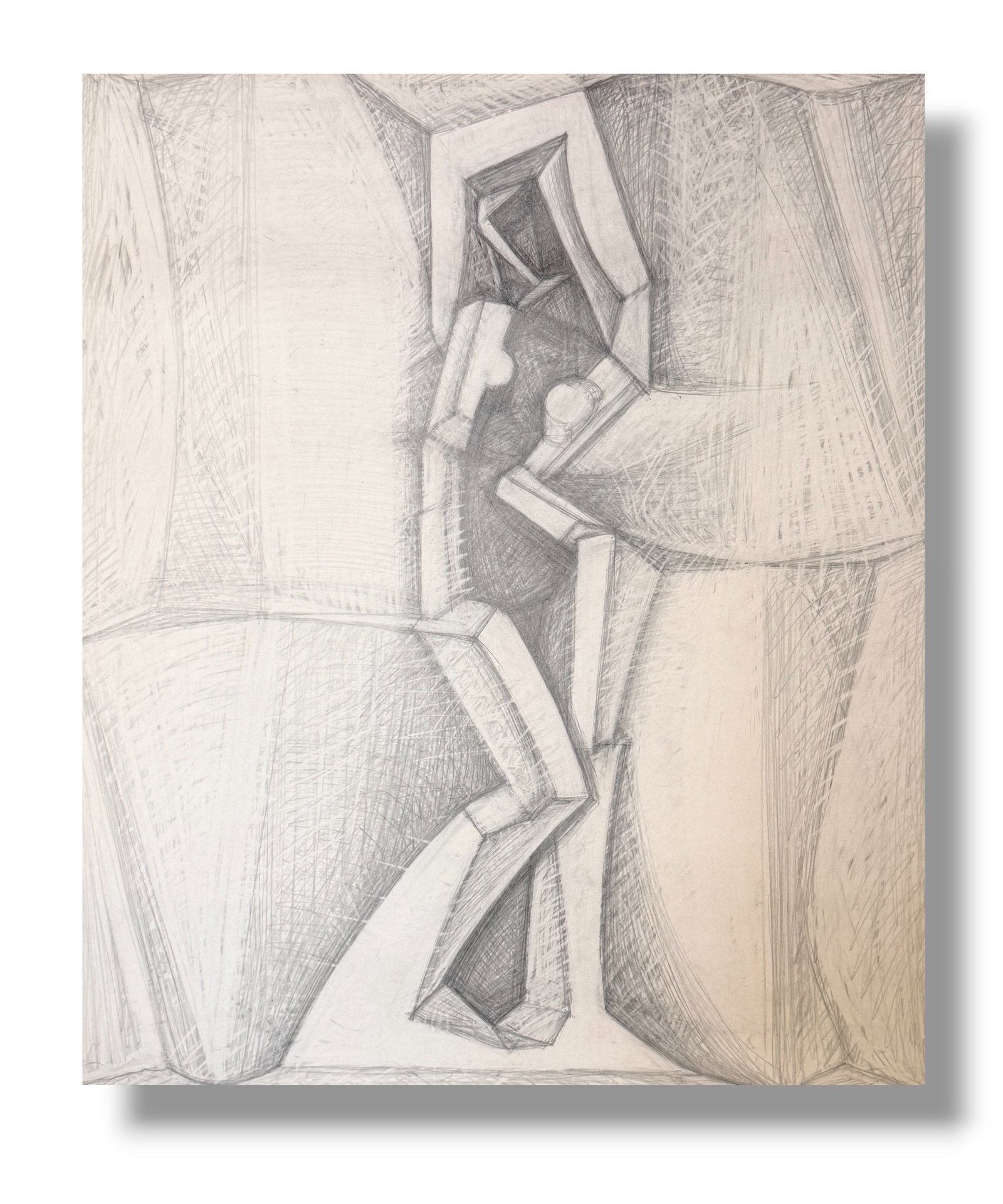20th Century Abstract Figurative Pencil Drawing By Samuel Kudish (1928-2023): Original abstract pencil drawing circa 1960s by the artist Samuel Kudish (1928-2023). Kudish was of Ukrainian decent and had an illustrious career in Eastern Europe including massive public installati
