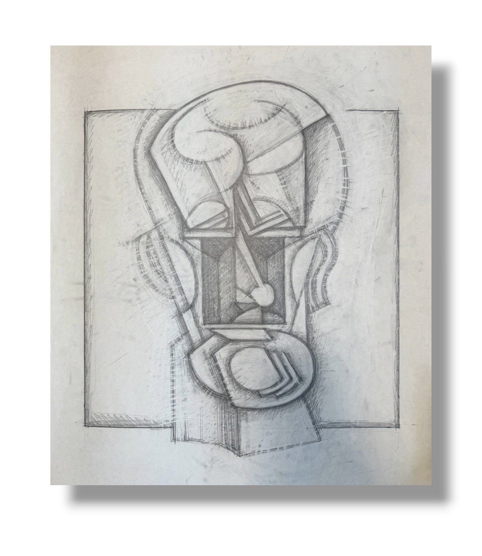 20th Century Abstract Figurative Pencil Drawing By Samuel Kudish (1928-2023): Original abstract pencil drawing circa 1960s by the artist Samuel Kudish (1928-2023). Kudish was of Ukrainian decent and had an illustrious career in Eastern Europe including massive public installati