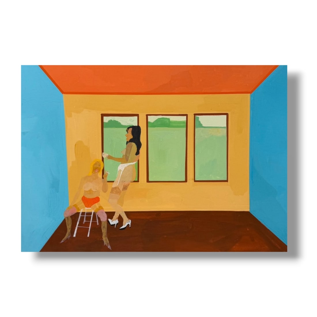 American 20th century Abstract Figurative Painting by Bennet Norrbo (1930-2013): Acrylic on artist Crescent board 19" x 13.5" unframed, original painting by noteworthy Portland Oregon artist Bennet Norrbo. Acquired directly from his estate. Excellent vintage condition.
