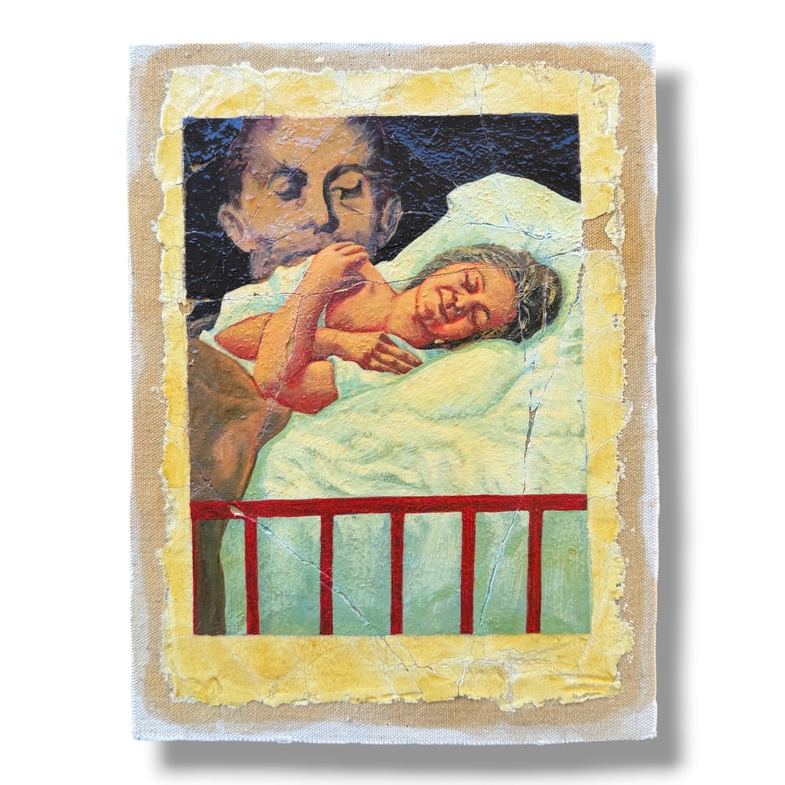 American 20th Century Oil on Canvas Fragment Painting Signed Clausnitzer 1996: This canvas fragment painting was acquired from the collection of Leo Michelson in Portland Oregon, who once worked with the noteworthy Ankrum Gallery of Los Angeles, where this piece was acquired. Me