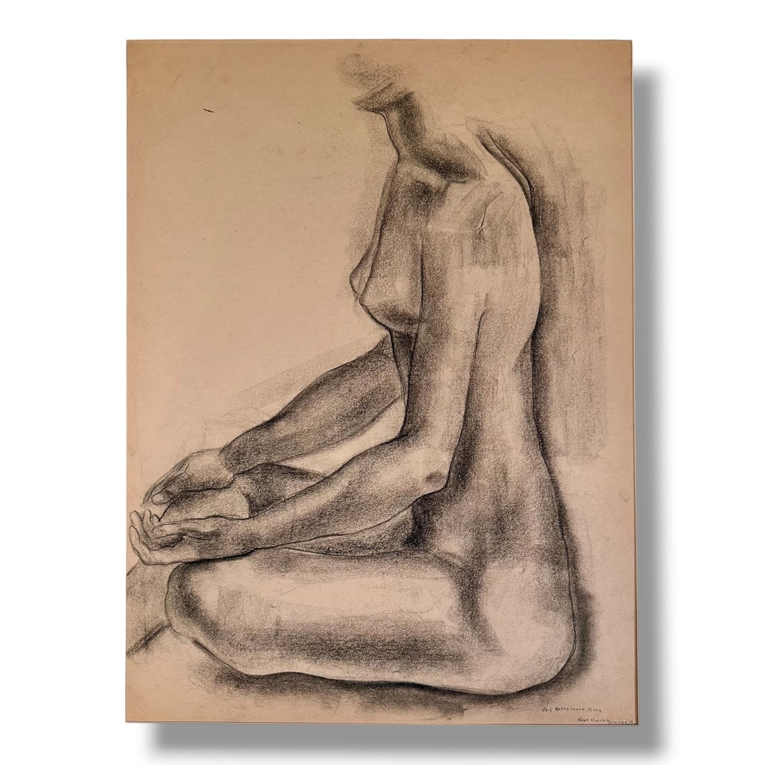 American 20th Century Figure Study Graphite Sketch by Rose Niguma (1915-2014): Graphite on paper figure study by noteworthy PNW artist Rose Niguma (1915-2014) executed during her time studying under celebrated Portland artist Jay Backstrand. Image measures 22" x 28" unframed and