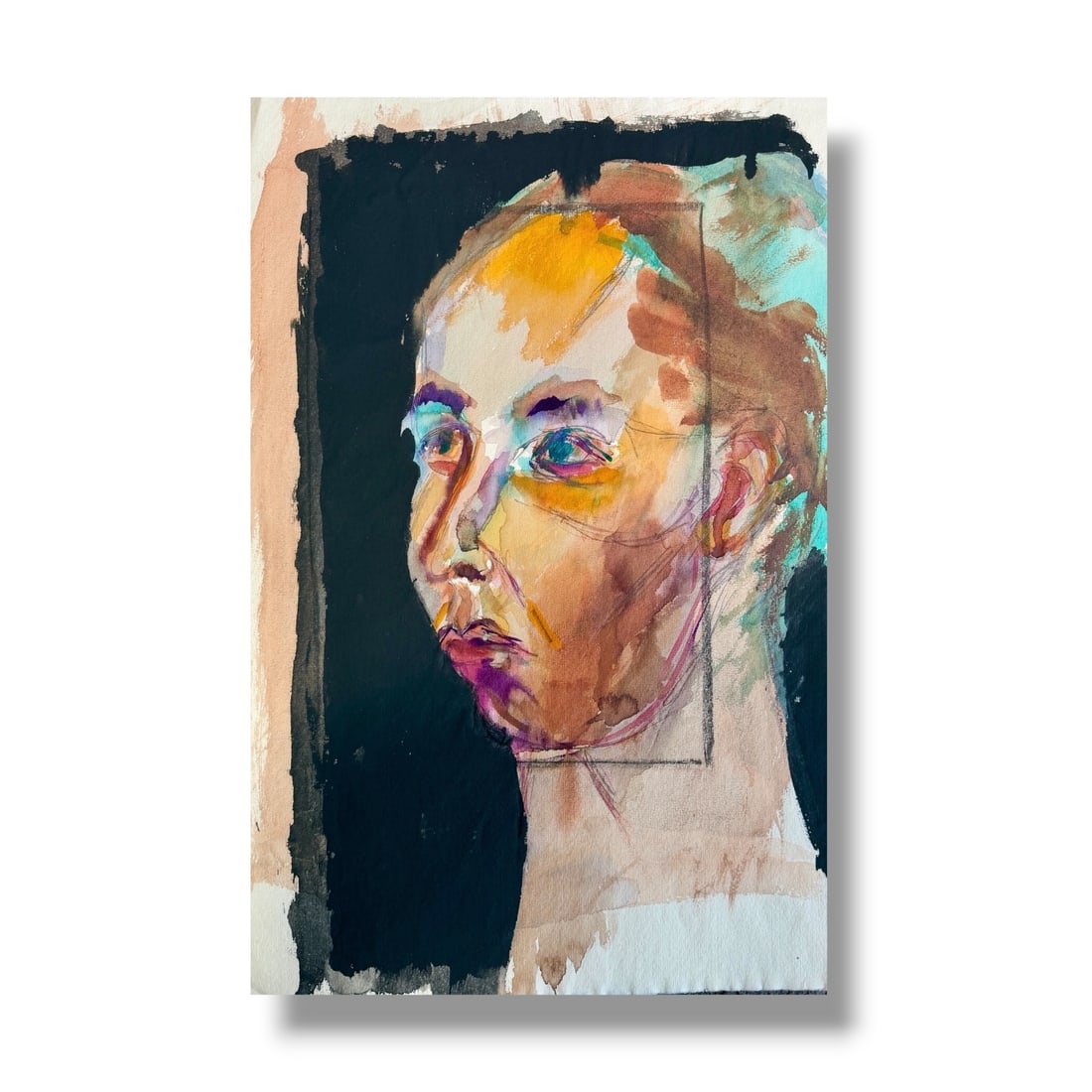 American 20th Century Figurative Paint on Paper by Harley Francis (1940-2017): circa mid 1960s paint on paper figurative painting by noteworthy American artist Harley Francis (1940-2017). Acceptable vintage condition showing age appropriate patina. Acquired directly from the art
