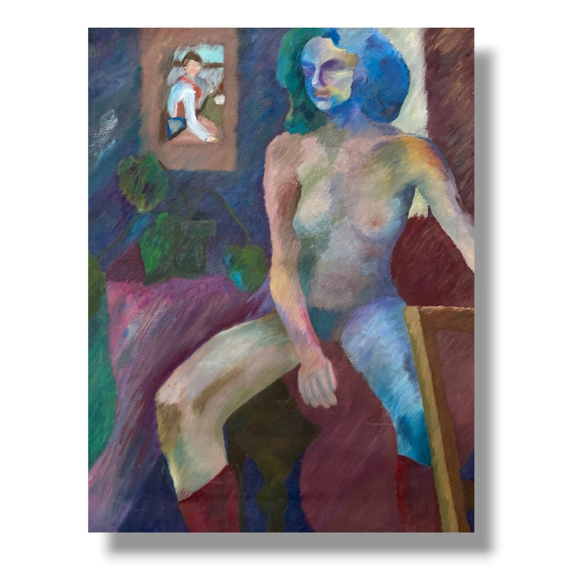 20th Century Female Nude Figurative Oil on Canvas Painting signed Hiroko: Large oil on loose canvas circa late 20th century, signed Hiroko. Measures 30" x 40" and is unstretched and unframed. excellent condition.