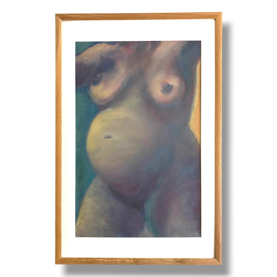 American Contemporary Oregon artist Pomegranate Doyle Oil on Paper Figurative Nude Painting, Framed: Large framed oil on paper female nude figure by Oregon contemporary artist Pomegranate Doyle. Measures 22" x 30" over all. in excellent condition.