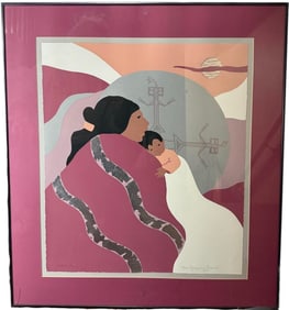 Jacqueline Rochester "Nightway Sang" Mother & Child Limited Edition 43/100 Original Serigraph & Silk