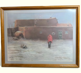 John H. Flores Pueblo Artist 1990 Limited Edition Lithograph 14/1400 Signed By Artist