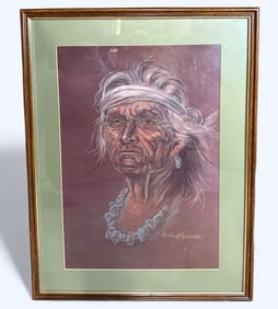 Richard A Roberts Framed Matted Lithograph "The Sentinel" Limited Edition Pencil Signed by Artist