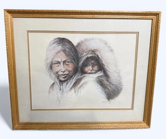 Doug Lindstrand "Warm & Cozy" Limited Edition Alaskan Sketch Signed Professionally Framed