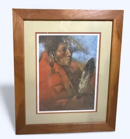 Clifford Beck "Quiet Pride" Stone Lithograph Limited Edition 214/950 Genuine Wood Walnut Frame